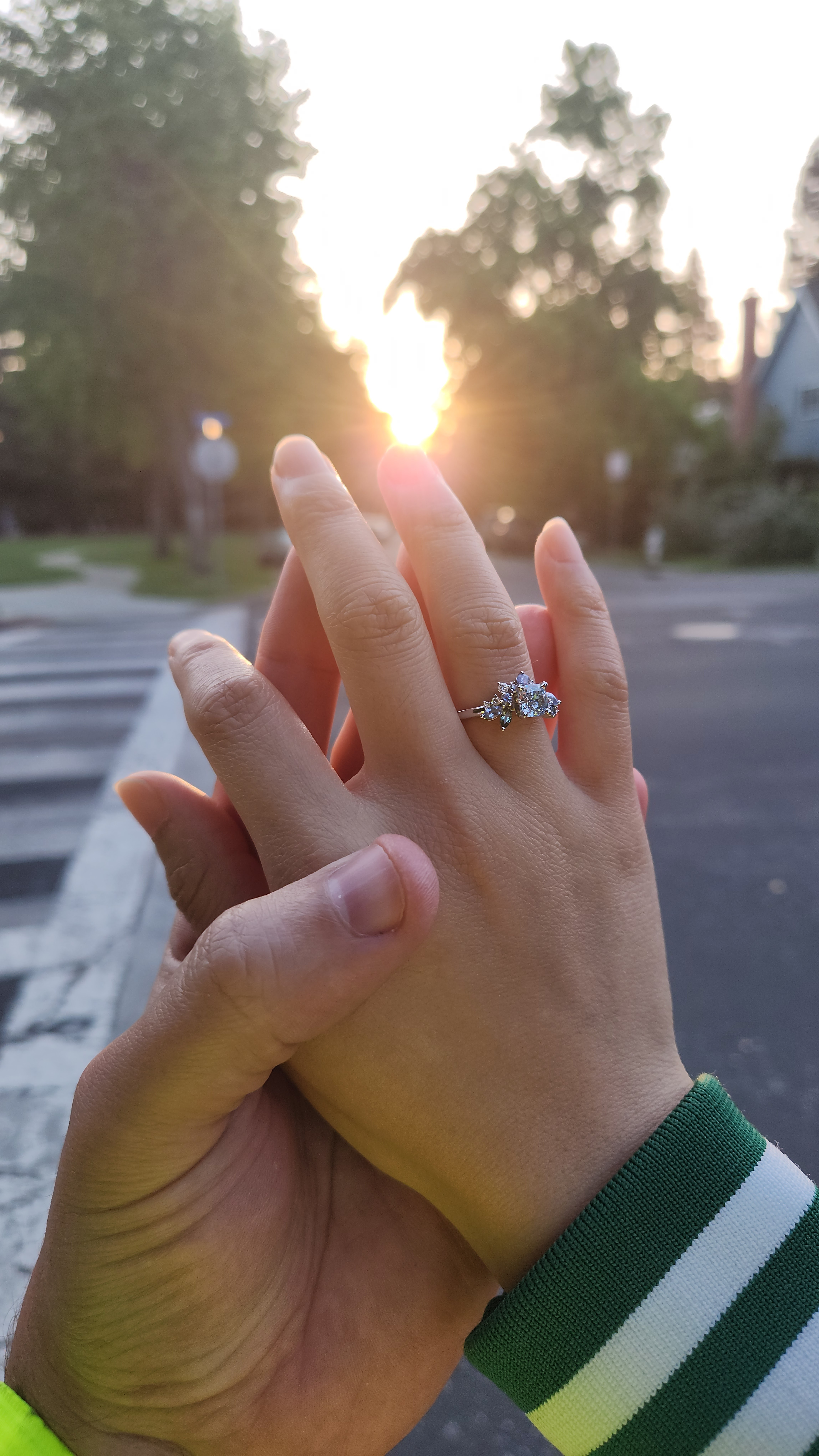 The proposal — ring on her finger